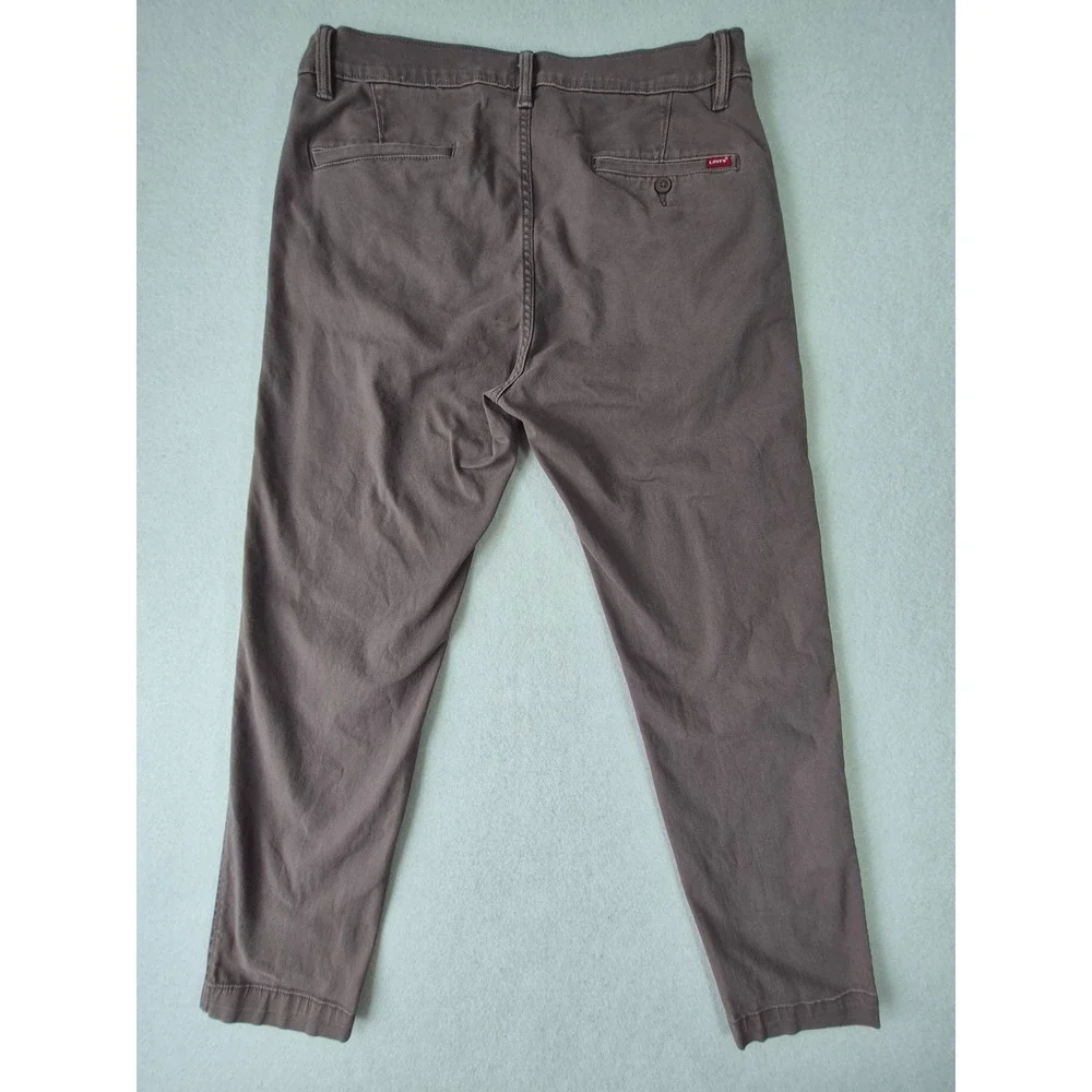 Levis XX Chino Standard Taper Pants Mens 34x30 Charcoal Grey Brown Twill Casual